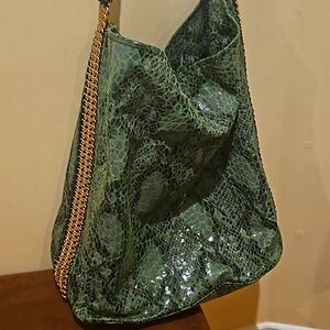 STELLA MCCARTNEY Faux Python Bailey Boo Hobo in Green.